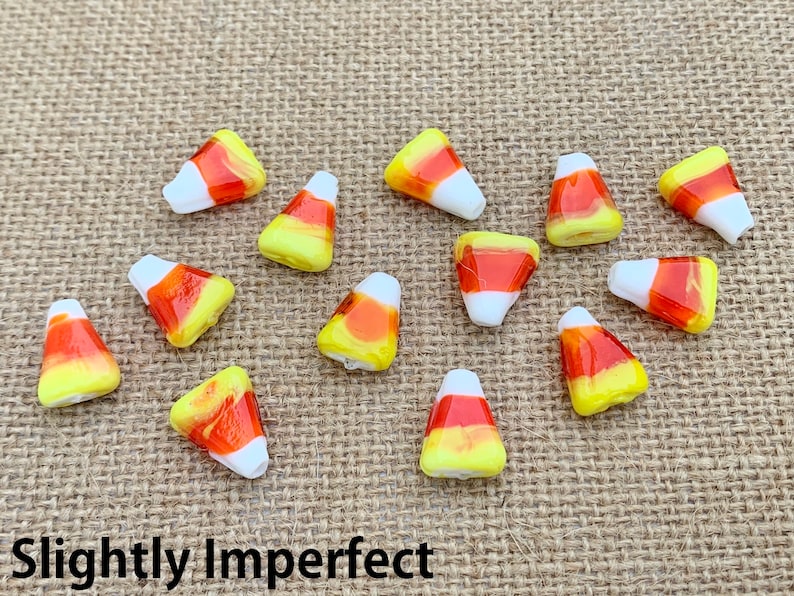 5 Halloween Candy Corn Beads Verticle Hole Halloween Etsy