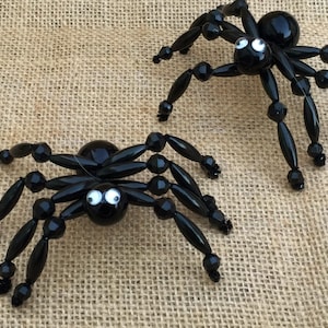 Black Beaded Spider Ornaments | Halloween Crafts | Party Favors | DIY Kits (2"x 3") image 1