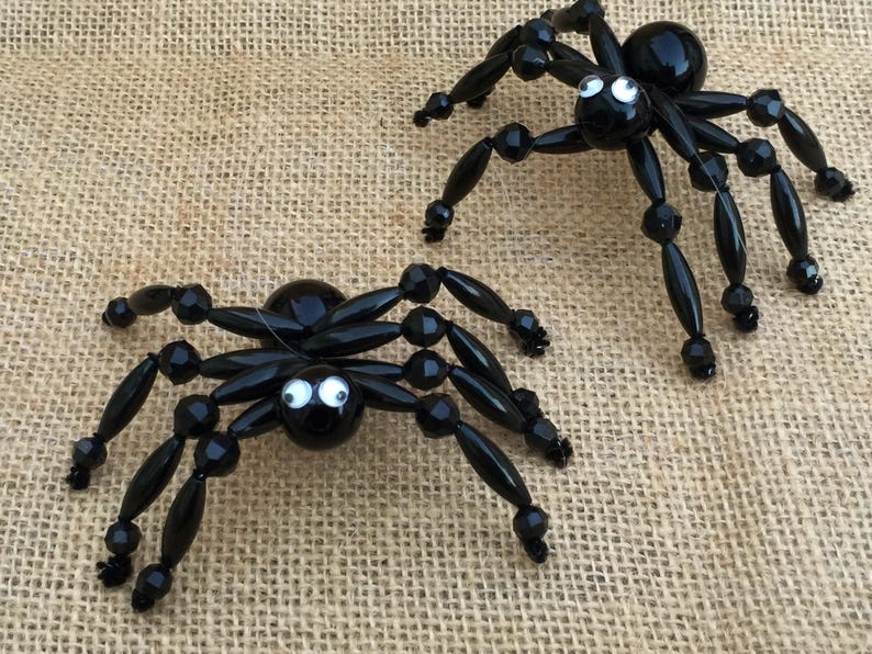 Black Beaded Spider Ornaments | Halloween Crafts | Party Favors | DIY Kits (2"x 3") image 1