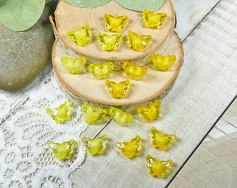 20 | Yellow Butterfly Beads | Transparent Acrylic | 11x15x6mm