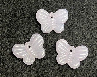 5 | Pastel Purple Butterfly Beads | Pressed Glass Jewelry | 14x20mm
