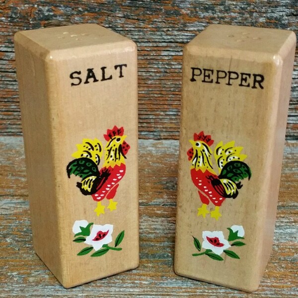 Rooster Salt and Pepper Shakers, Vintage Rooster Salt And Pepper Set