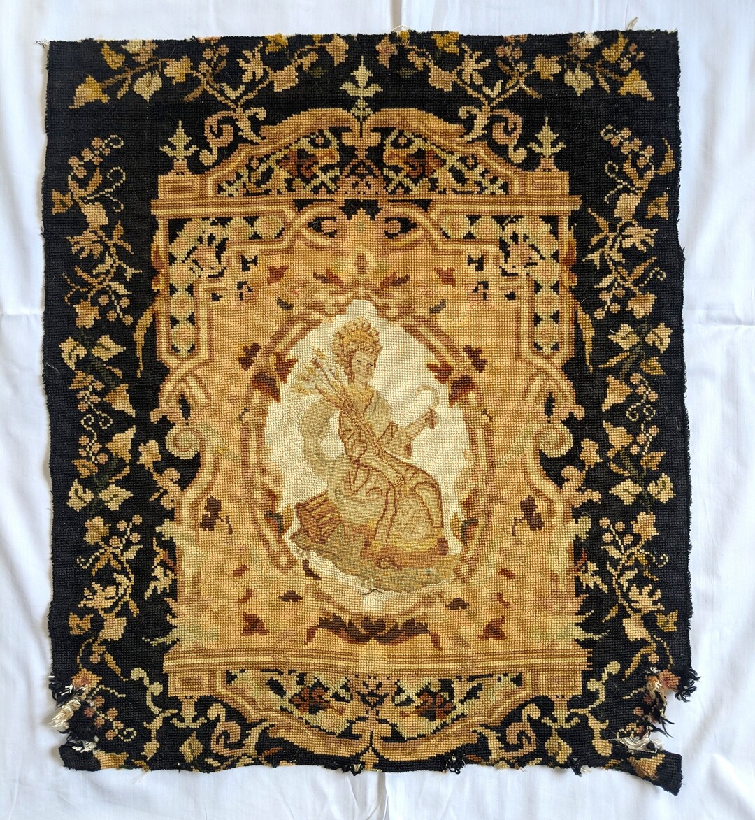 Antique French Needlepoint Wall Panel Tapestry Hand Sewn With Etsy