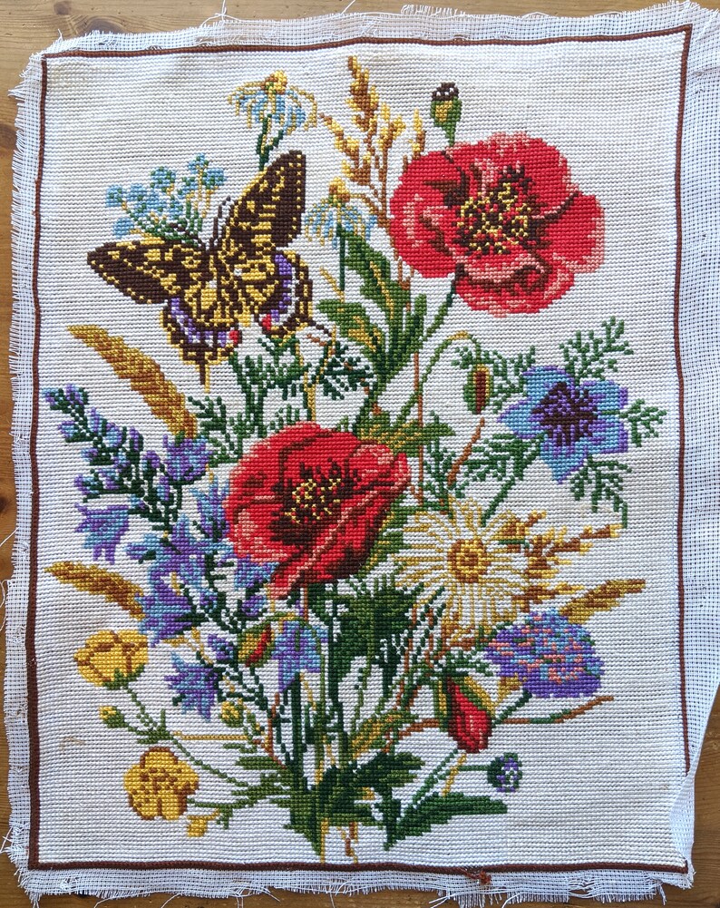 Completed Needlepoint Tapestry Vintage French Needlepoint Etsy