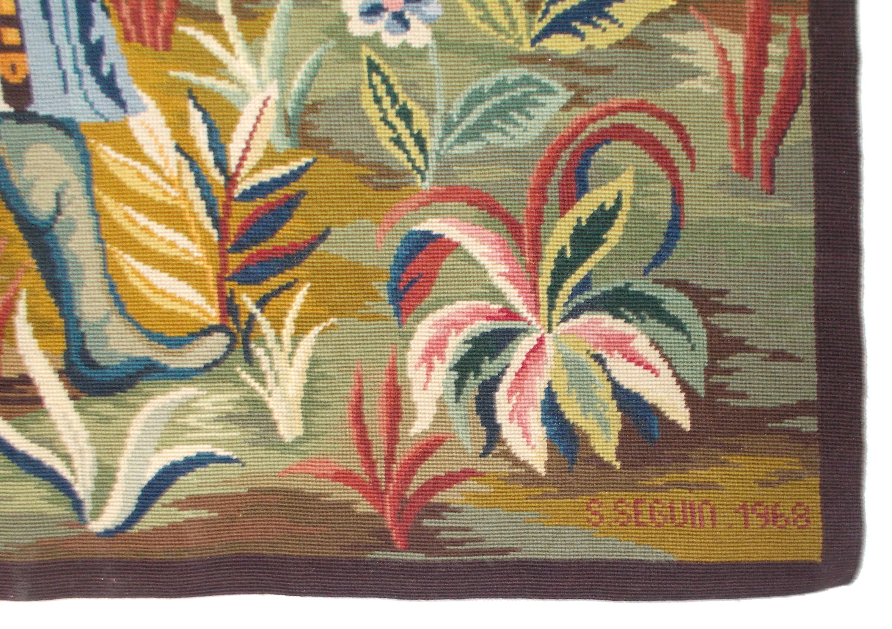 Large Hand Sewn Needlepoint Tapestry Wall Hanging. Beautiful. Etsy