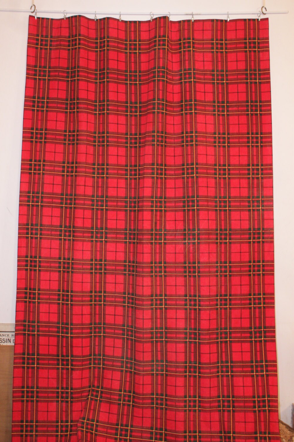 Rideau Vintage Tartan Rouge, Français/Grand Teint Lavable Prêt à Accrocher. 49, 5 de Large X 85 Gout