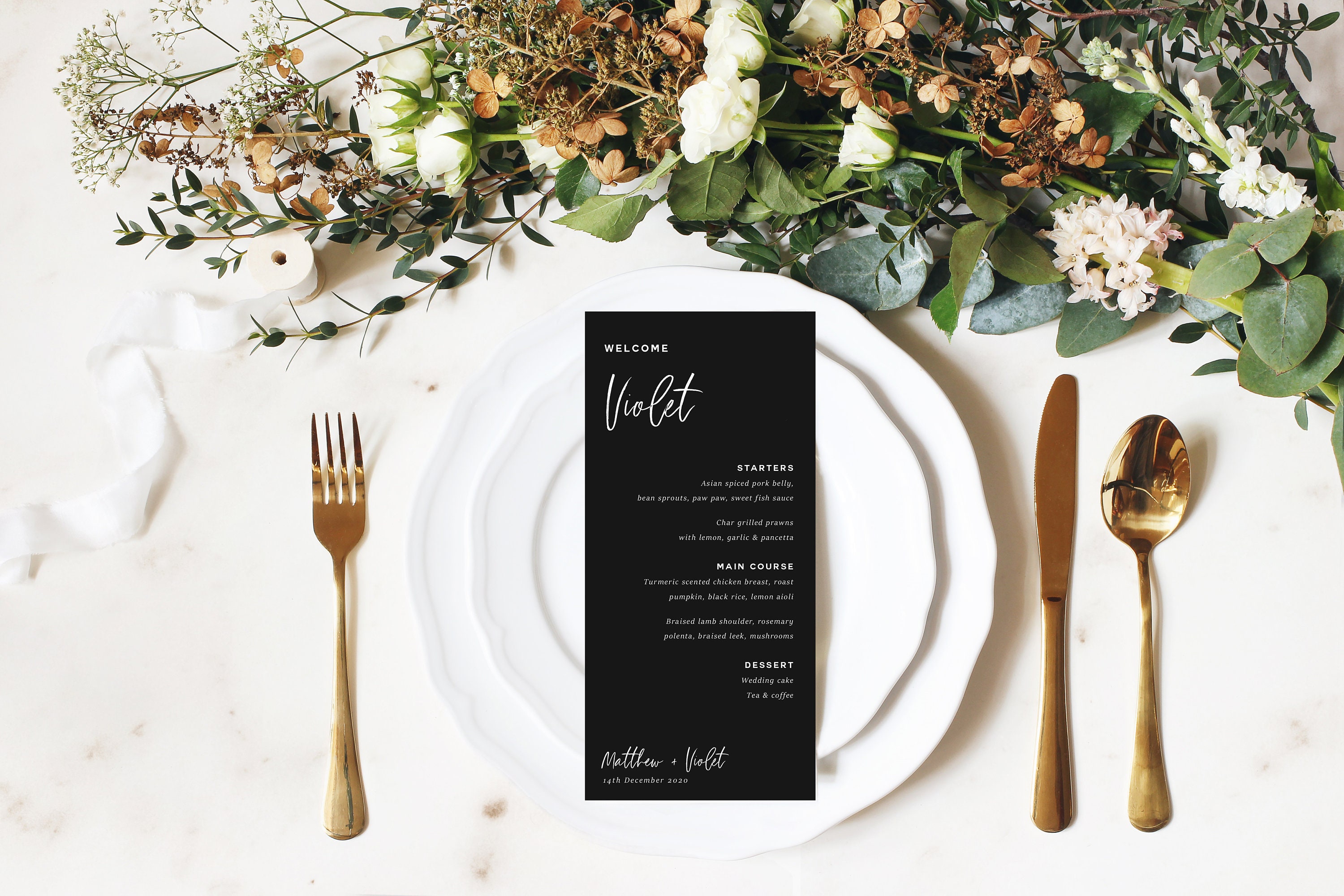 Personalised Menu / Place Card / Calligraphy Etsy