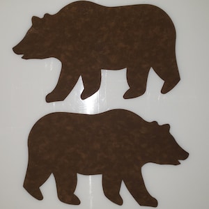 NO SEW  2 Pack 10-1/2" x 6" Bears die-cut pre-fused PERMENANT appliqué.