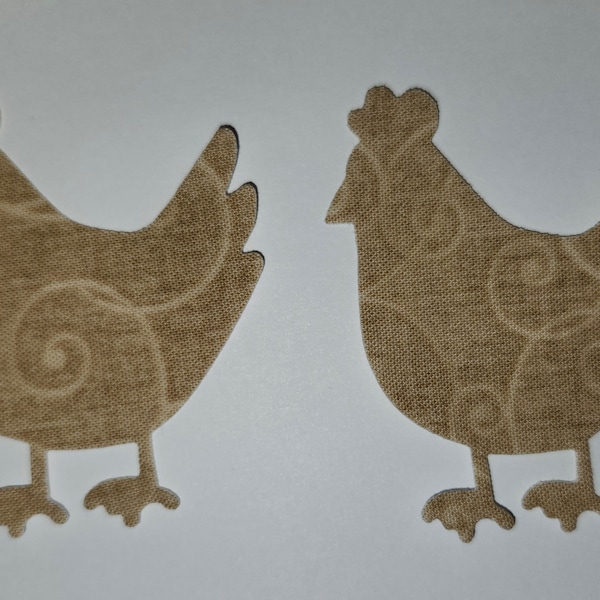 NO SEW  6 Pack of Chickens die-cut pre-fused PERMENANT appliqué