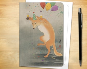 Japanese Greeting Card - Party Fox