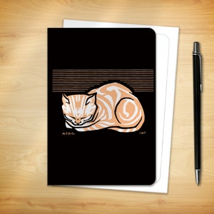Vintage Greeting Card - Sleeping Cat