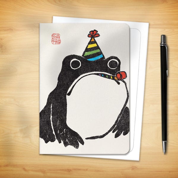 Birthday Greeting Card - Party Japanese Ezen Frog