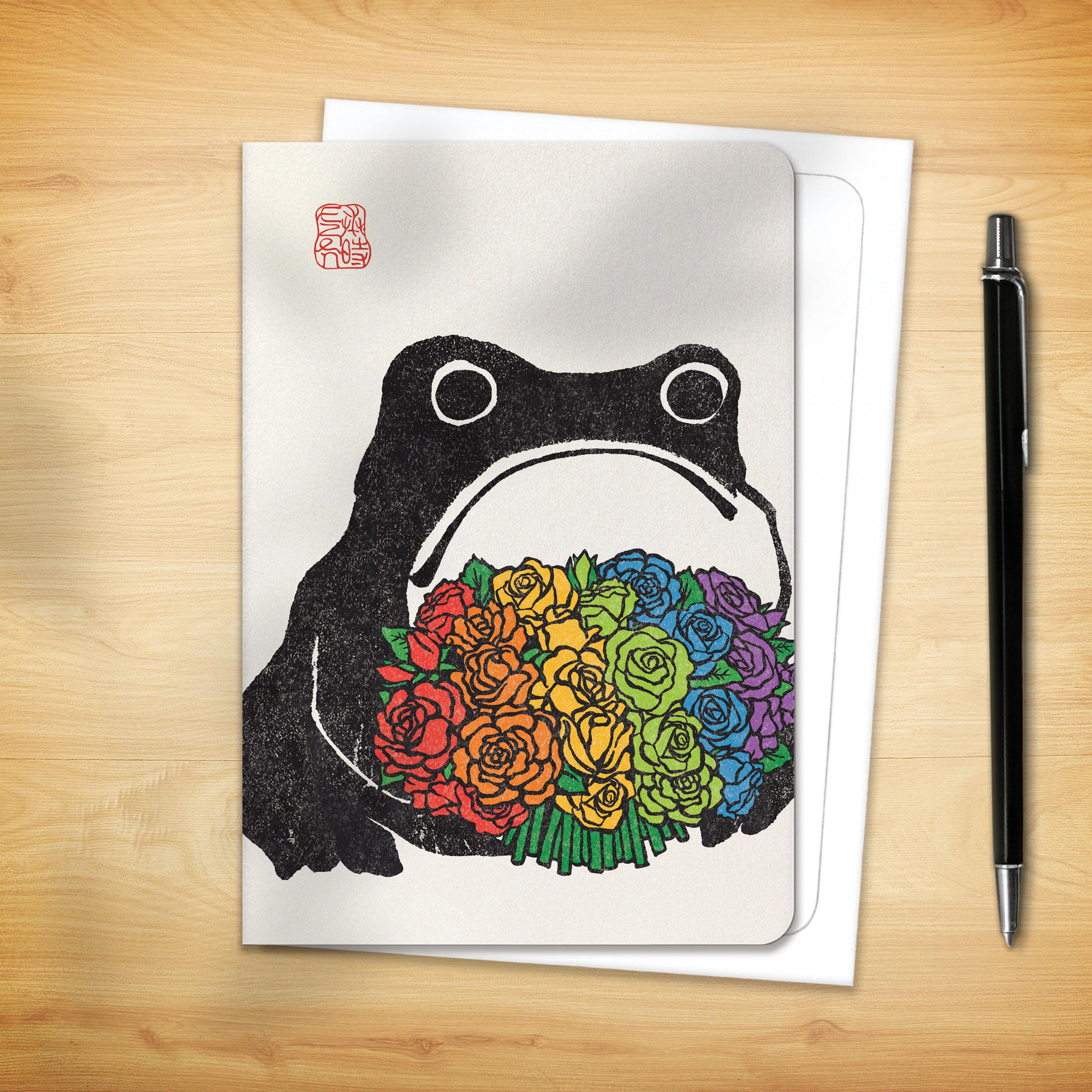 Japanese Greeting Card - Bouquet of Flowers Ezen Frog - Etsy