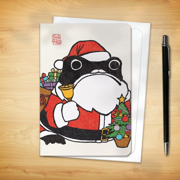 Christmas Greeting Card - Santa Claus Ezen Frog