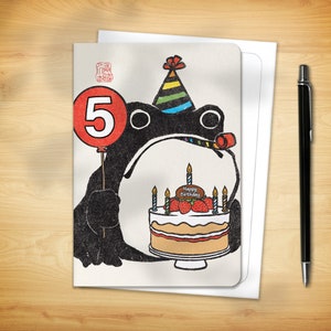 5th Birthday Greeting Card - Age 5 Ezen Frog (for him for her)