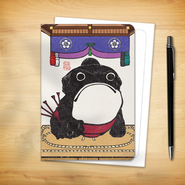 Japanese Greeting Card - Sumo Wrestler Ezen Frog