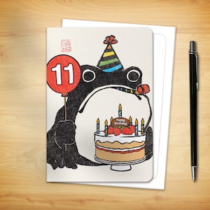 11th Birthday Greeting Card - Age 11 Ezen Frog (for him for her)