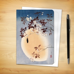 Japanese Greeting Card - Blossoms & Moon (for him her them)