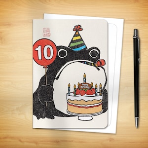 10th Birthday Greeting Card - Age 10 Ezen Frog (for him for her)