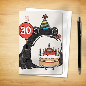 30th Birthday Greeting Card - Age 30 Ezen Frog (for him for her)