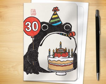 30th Birthday Greeting Card - Age 30 Ezen Frog (for him for her)