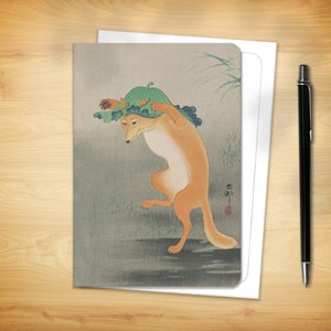 Japanese Greeting Card - Dancing Fox