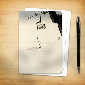 Japanese Greeting Card - Monkey and Moon