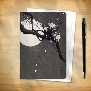 Japanese Greeting Card - Blossoms & Full Moon