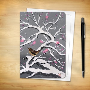 Japanese Greeting Card - Snow Plum Blossoms (for him her them)