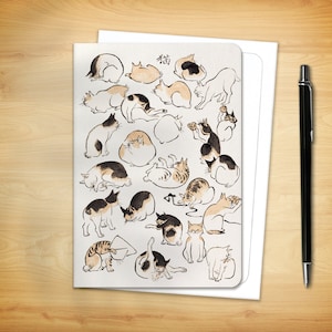 Japanese Greeting Card - Cats by Hiroshige