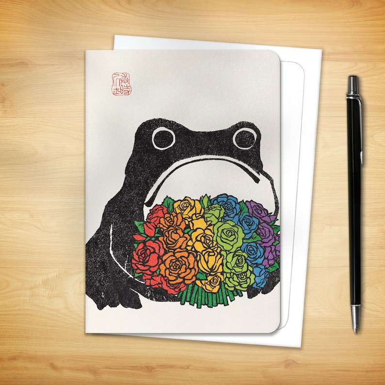 Japanese Greeting Card Romantic Ezen Frog LGBTQ+ Fab Card x 1