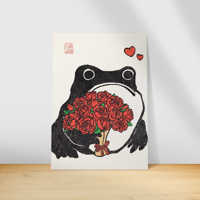 Japanese Greeting Card Romantic Ezen Frog image 4