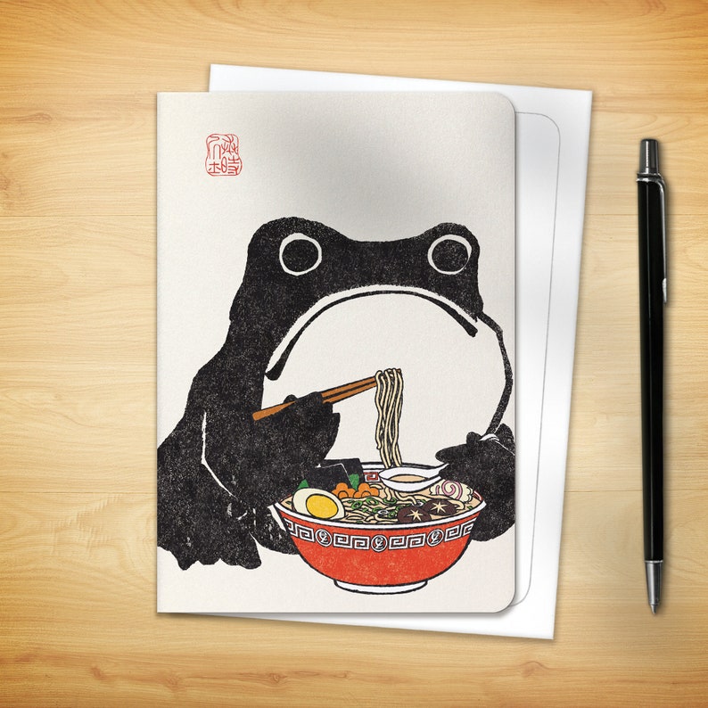 Japanese Greeting Card Romantic Ezen Frog Ramen Card x 1