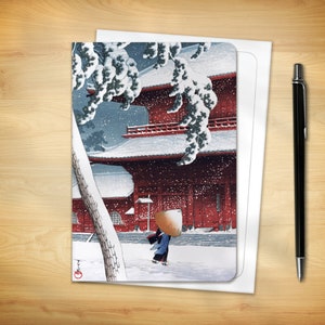 Japanese Greeting Card - Temple in Snow (for him her them)