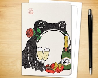 Japanese Greeting Card - Valentine's Ezen Frog (for him for her)