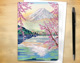 Japanese Greeting Card - Mount Fuji Springtime