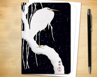 Japanese Greeting Card - Egret in Winter