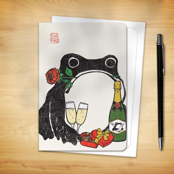 Japanese Greeting Card - Valentine's Ezen Frog (for him for her)