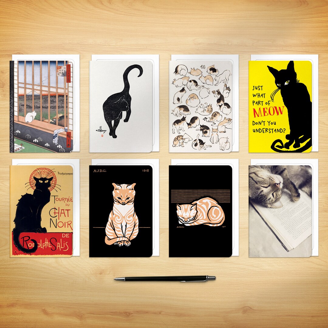 8 Cards - Cat Designs - Etsy