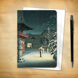 Japanese Greeting Card - Nezu Shrine in Snow