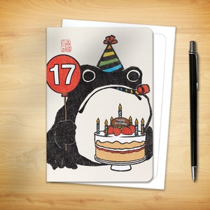 17th Birthday Greeting Card - Age 17 Ezen Frog (for him for her)