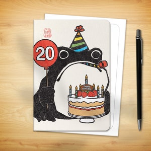 20th Birthday Greeting Card - Age 20 Ezen Frog (for him for her)
