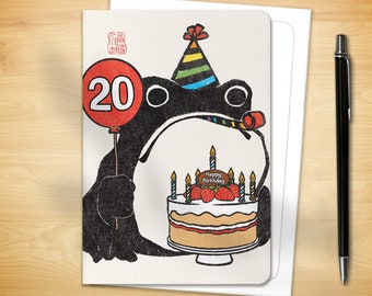 20th Birthday Greeting Card - Age 20 Ezen Frog (for him for her)