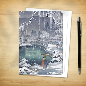 Japanese Greeting Card - Winter Willows (for him her them)