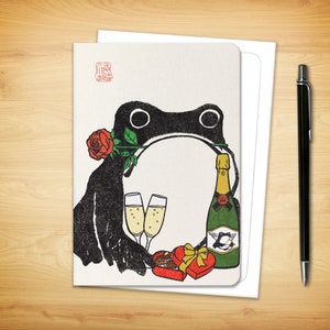 Japanese Greeting Card Romantic Ezen Frog Valentine's Card x 1