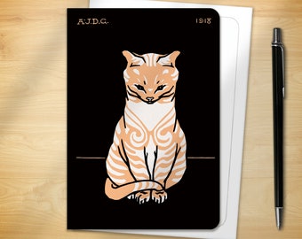 Vintage Greeting Card - Sitting Cat