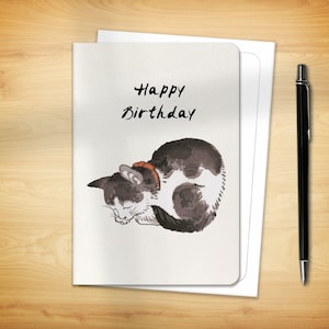 Japanese Greeting Card - Happy Birthday Cat