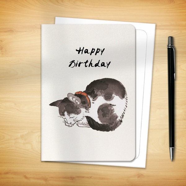 Japanese Greeting Card - Happy Birthday Cat