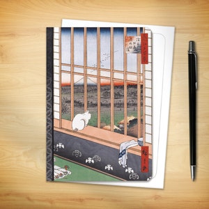 Japanese Greeting Card - Asakusa Rice Fields Cat