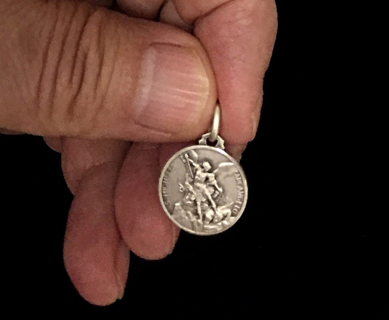 Guardian Of The Universal Church 925 Silver Italian Pendant Saint Michael Archangel 16mm Size 3D Design Medal Patron Saint Of Policemen